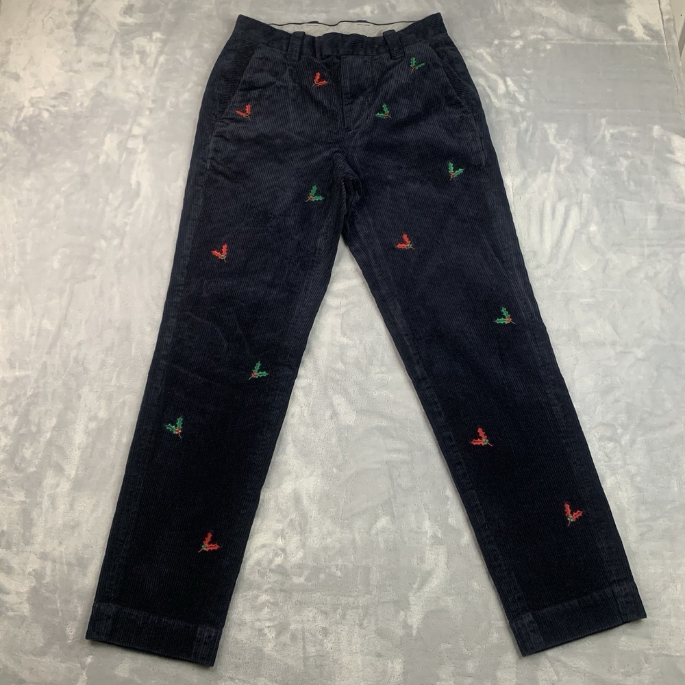 Brooks Brothers‎ Navy Holly Corduroy Mistletoe Pants Christmas Milano Fit 30x32